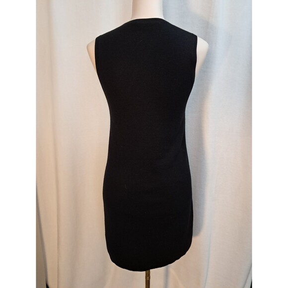 Theory Wool Silk Blend Black Asymmetric Sleeveless Dress Chiffon Overlay Size S - Picture 5 of 10